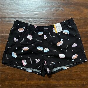NWT Joyspun Black Sleep Shorts with Cute Dog Print Size Large